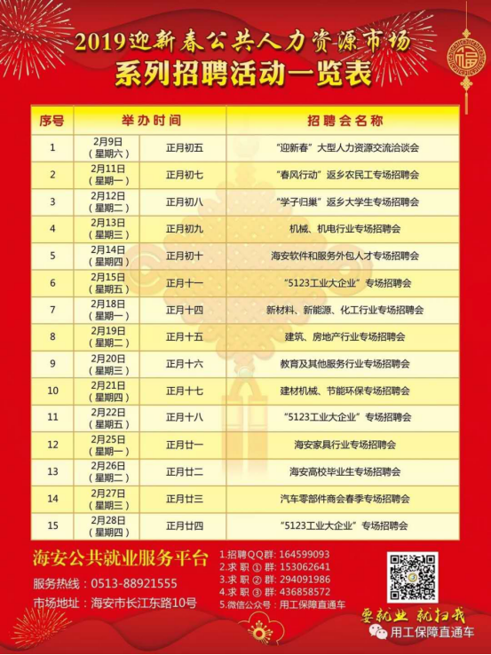 江苏海安最新招聘信息汇总
